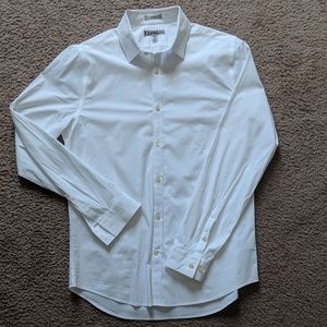 Express Fitted Button Down White with microdots